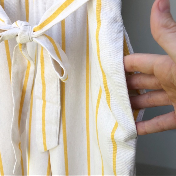 DREW cream jumpsuit with thin mustard stripe S - Picture 3 of 6